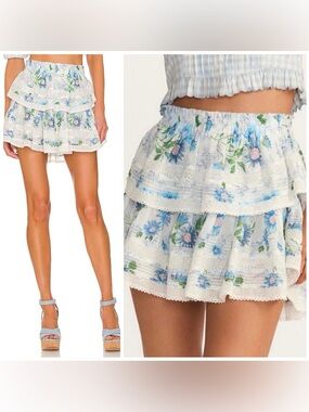 LoveShackFancy Ruffle Mini Skirt Blueberry Cloud Small NWT
